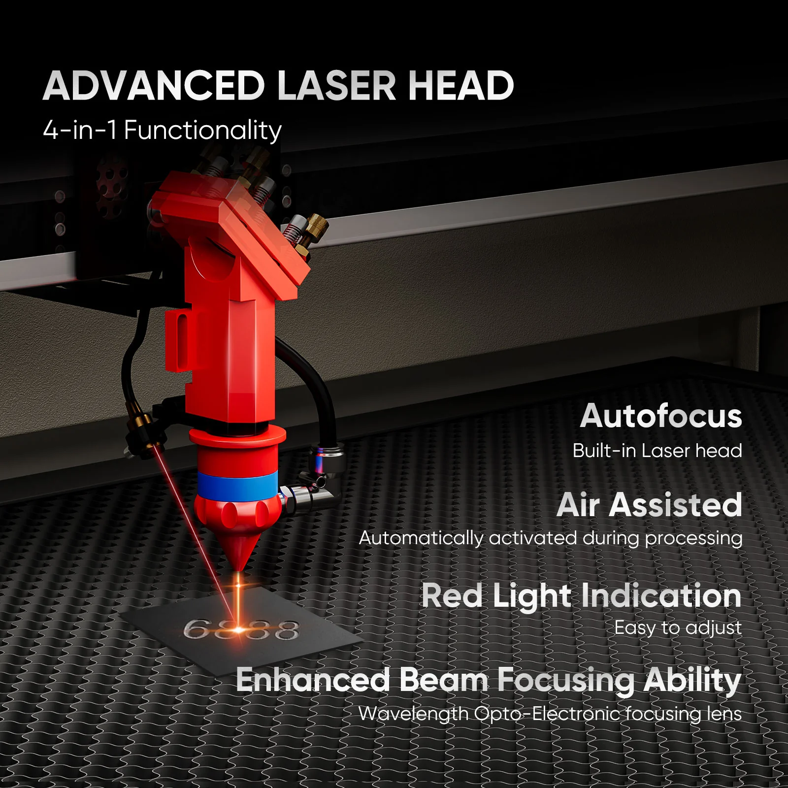 Monport 90W CO2 Laser Engraver & Cutter (28" x 20") with Autofocus and Bracket - Image 4