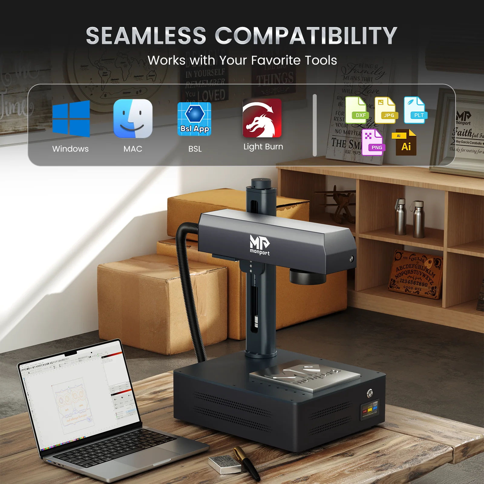 Monport GM 30W Pro Integrated MOPA Fiber Laser Engraver & Marking Machine with AutoFocus - Image 9