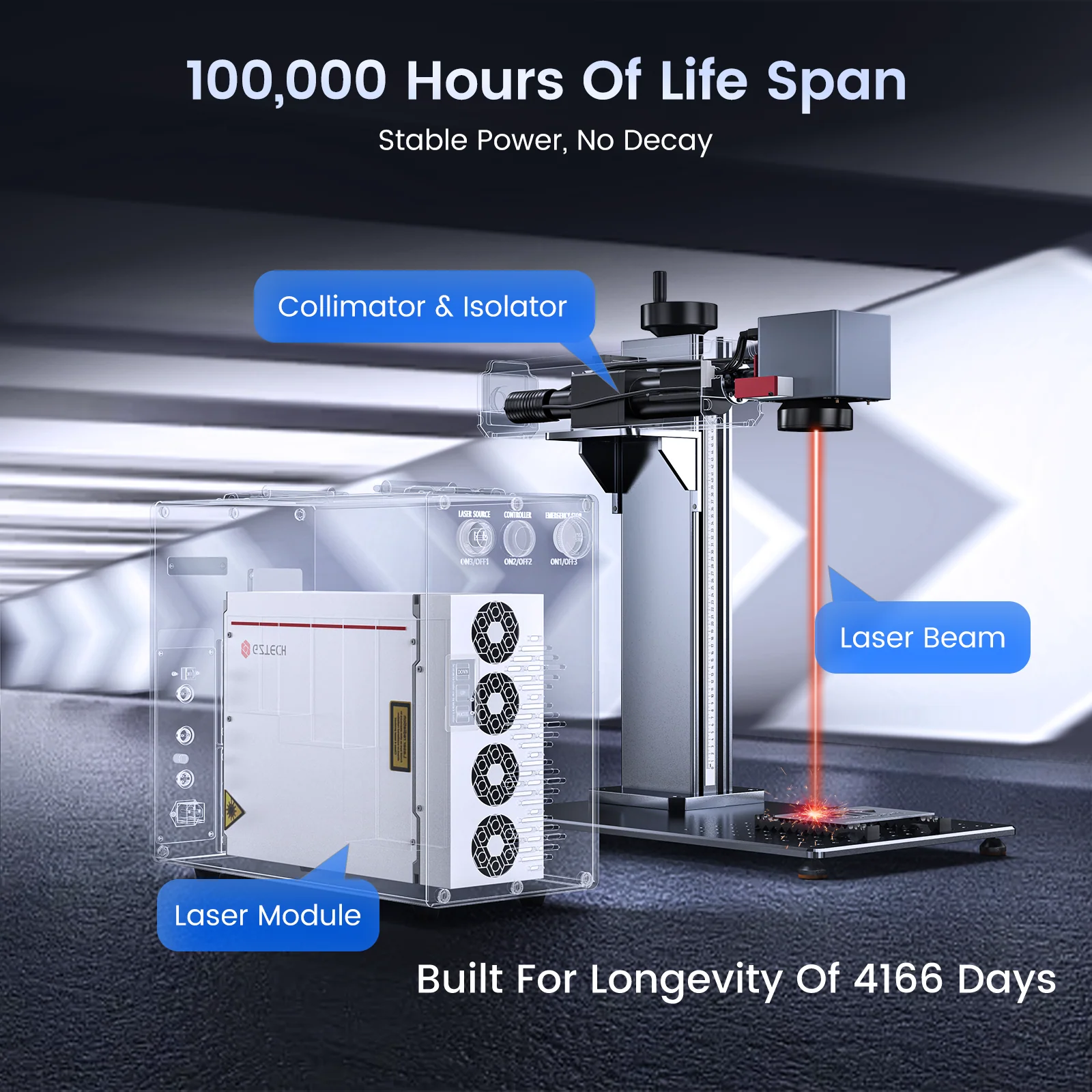 Monport GT 50W Split Fiber Laser Engraver & Marking Machine With AutoFocus (7.9" x 7.9") – FDA Approval - Image 7