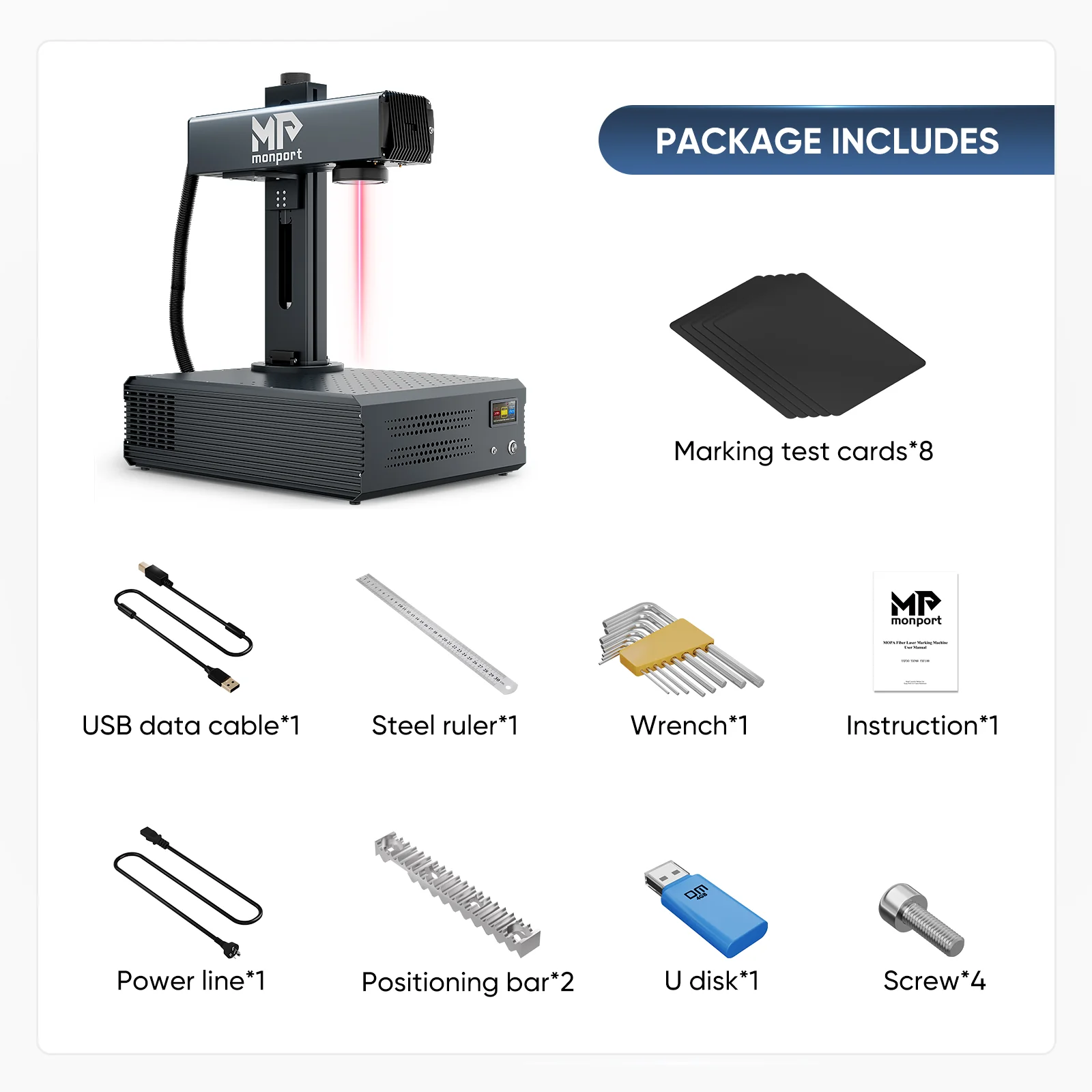 Monport GA 100W MOPA Fiber Laser Integrated Engraver & Marking Machine with AutoFocus - Image 15