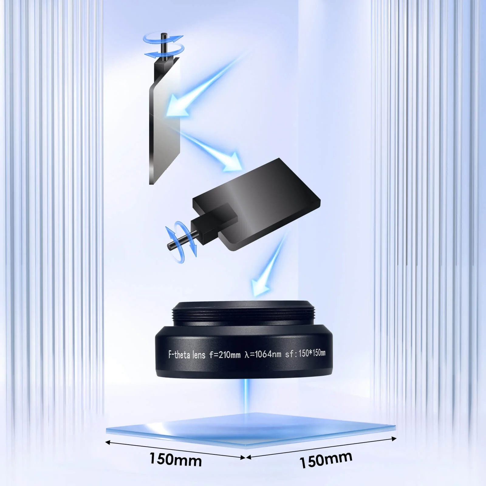 Monport F-theta M52 150mm*150mm Replacement Optical Scanning Lens for Fiber Laser Engraver - Image 7