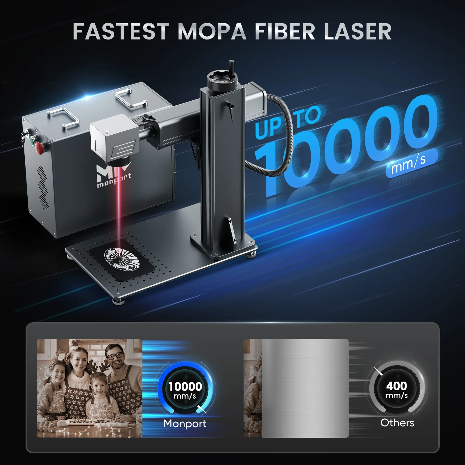 Monport GPro 30W Split MOPA Fiber Laser Engraver & Marking Machine With Manual Focus - Image 6