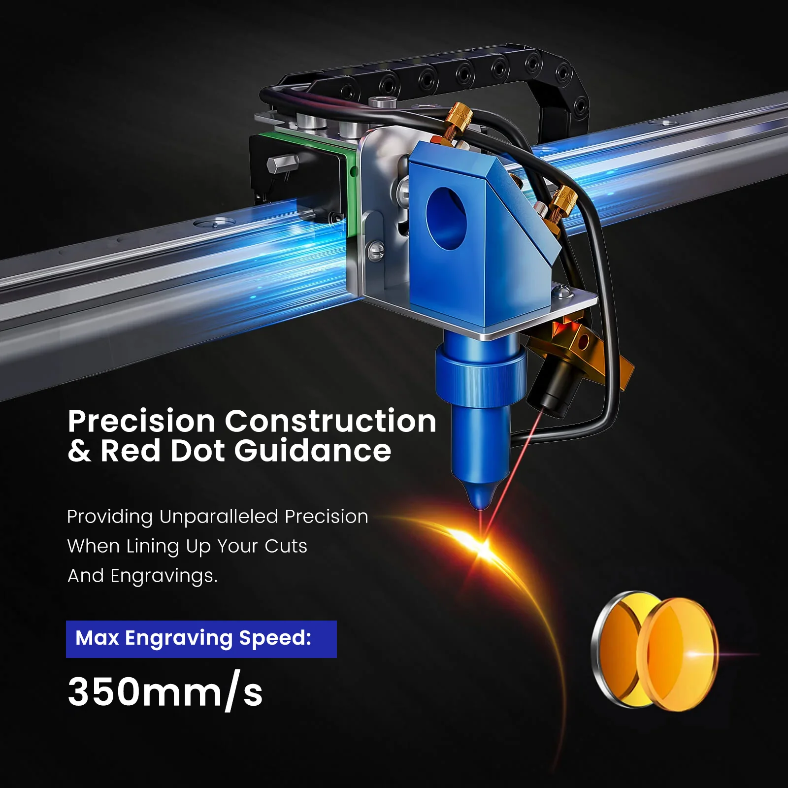 Monport 40W Pro Lightburn-Supported (12" X 8") CO2 Laser Engraver & Cutter with Air Assist - Image 6