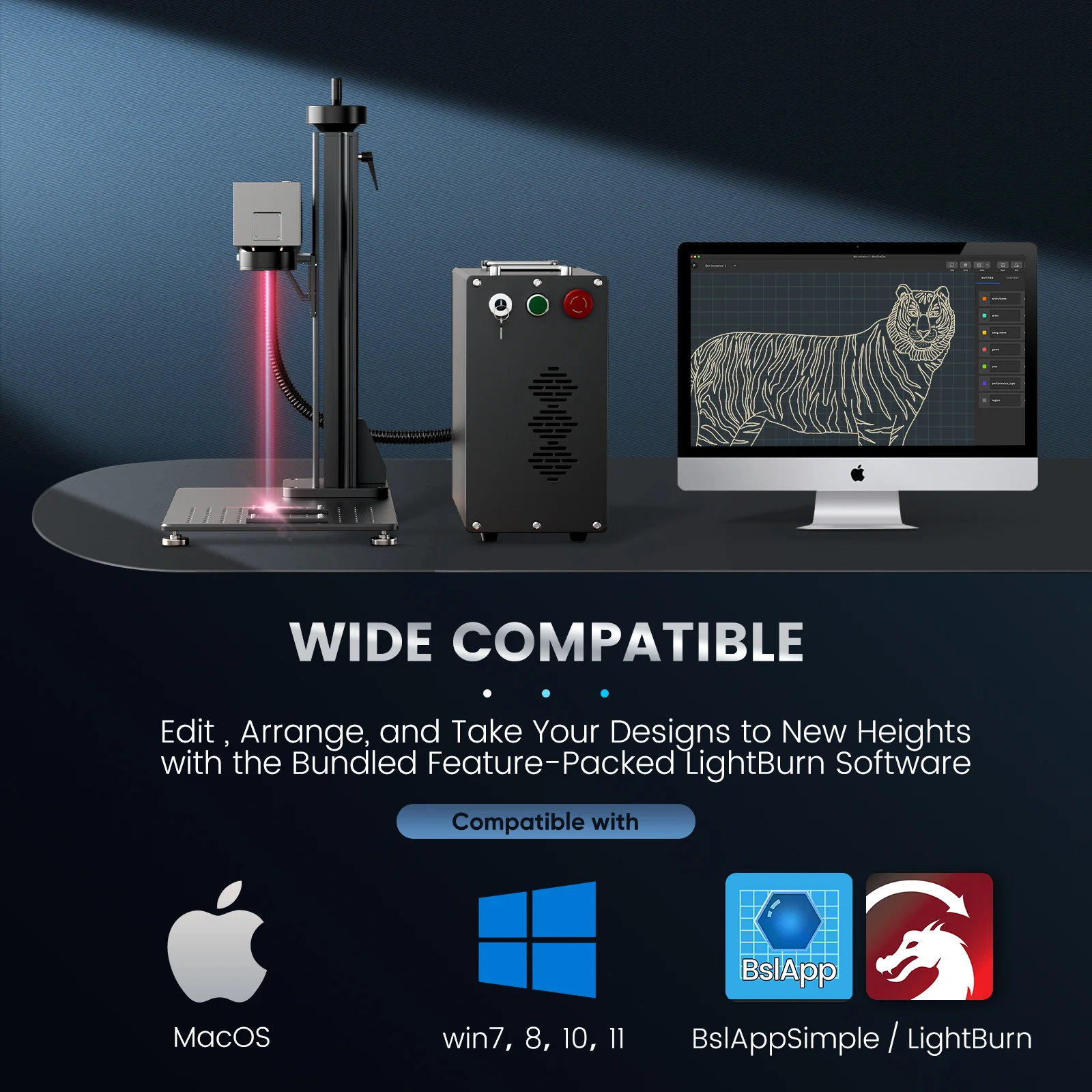 Monport GPro 30W Split MOPA Fiber Laser Engraver & Marking Machine With Manual Focus - Image 11