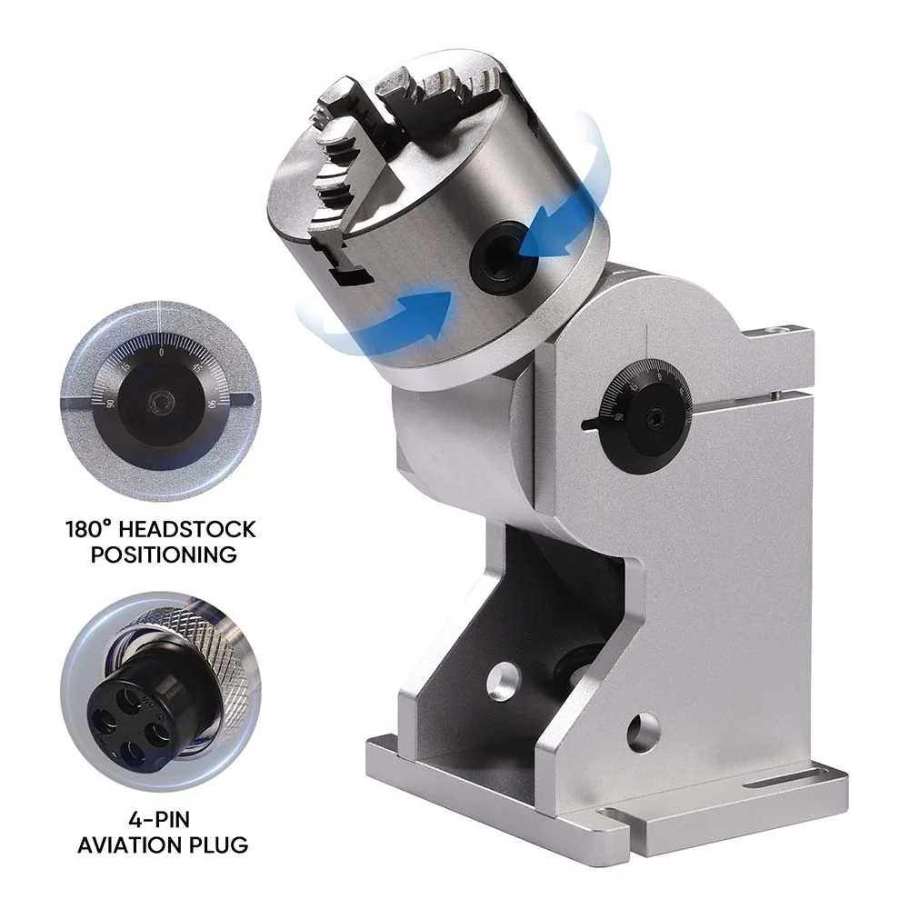 Monport 80MM Three Jaws Rotary Axis Attachment with a Scale Dial (for Fiber Engravers only) - Image 3