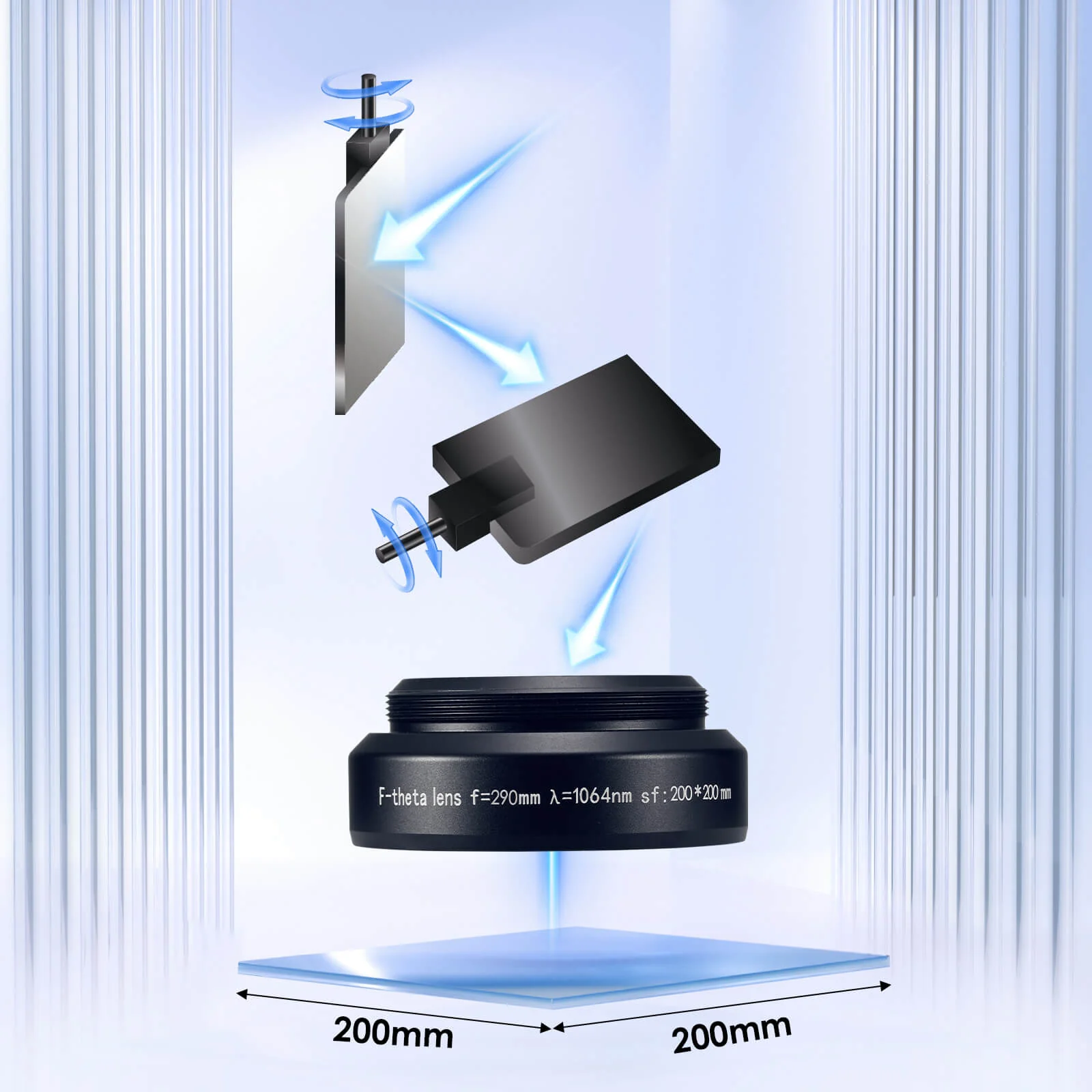 Monport F-theta M52 200mm*200mm Replacement Optical Scanning Lens for Fiber Laser Engraver - Image 7