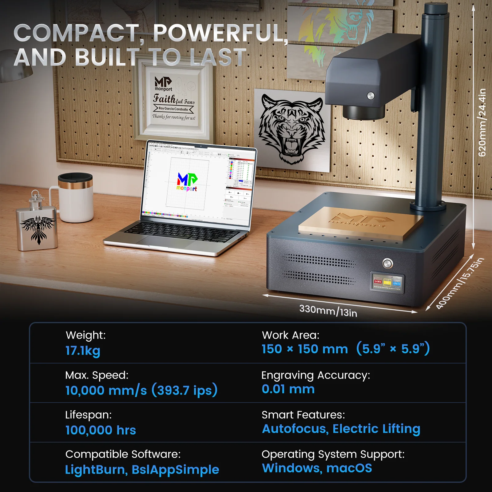 Monport GM 30W Pro Integrated Fiber Laser Engraver & Marking Machine with AutoFocus - Image 10